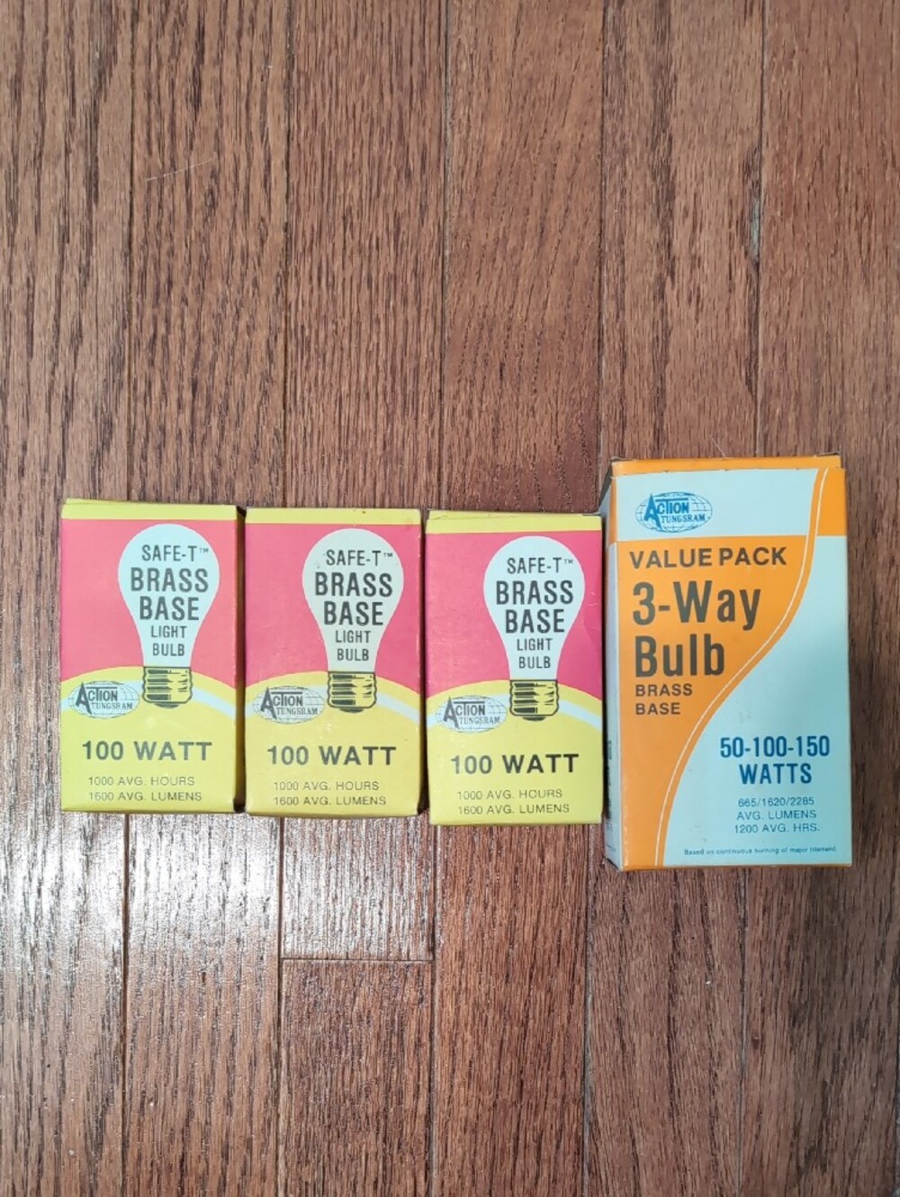 Action Tungsram Light Bulbts Brass Base Vintage 100 Watt (3) + 3-Way 50-100-150W